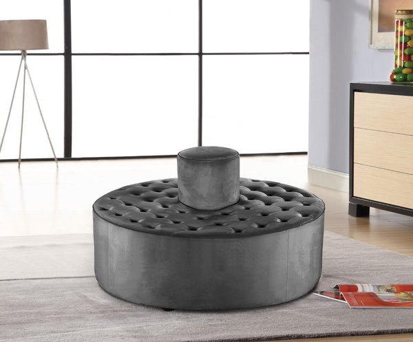 Banquet Velvet / Engineered Wood / Foam Contemporary Grey Velvet Ottoman/Bench - 52" W x 52" D x 29.5" H