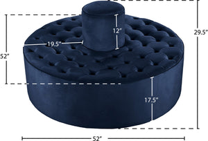 Banquet Velvet / Engineered Wood / Foam Contemporary Navy Velvet Ottoman/Bench - 52" W x 52" D x 29.5" H