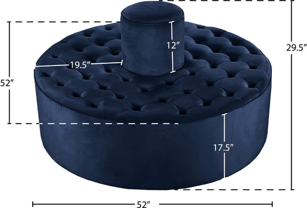 Banquet Velvet / Engineered Wood / Foam Contemporary Navy Velvet Ottoman/Bench - 52" W x 52" D x 29.5" H