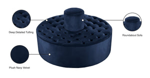 Banquet Velvet / Engineered Wood / Foam Contemporary Navy Velvet Ottoman/Bench - 52" W x 52" D x 29.5" H