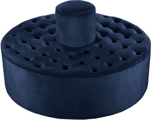 Banquet Velvet / Engineered Wood / Foam Contemporary Navy Velvet Ottoman/Bench - 52" W x 52" D x 29.5" H