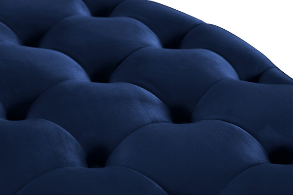 Banquet Velvet / Engineered Wood / Foam Contemporary Navy Velvet Ottoman/Bench - 52" W x 52" D x 29.5" H