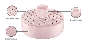 Banquet Velvet / Engineered Wood / Foam Contemporary Pink Velvet Ottoman/Bench - 52" W x 52" D x 29.5" H