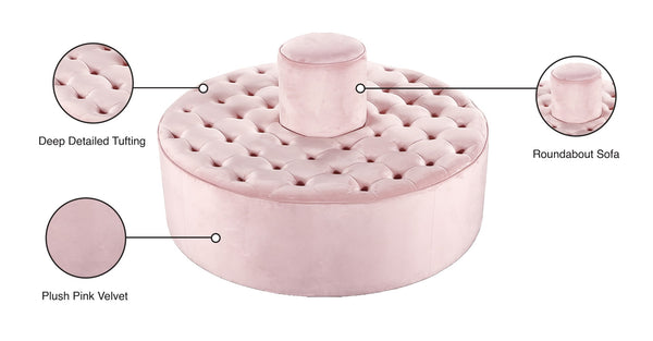 Banquet Velvet / Engineered Wood / Foam Contemporary Pink Velvet Ottoman/Bench - 52" W x 52" D x 29.5" H