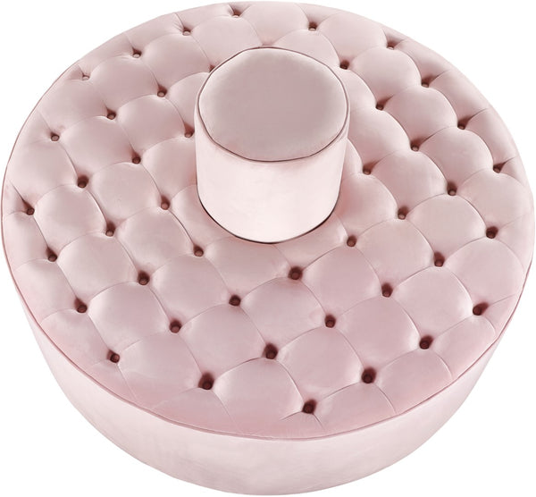 Banquet Velvet / Engineered Wood / Foam Contemporary Pink Velvet Ottoman/Bench - 52" W x 52" D x 29.5" H