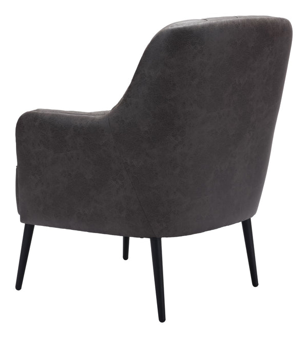 Zuo Modern Tasmania 100% Polyester, Plywood, Steel Modern Commercial Grade Accent Chair Vintage Black, Black 100% Polyester, Plywood, Steel