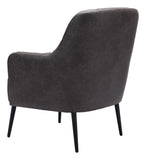 Zuo Modern Tasmania 100% Polyester, Plywood, Steel Modern Commercial Grade Accent Chair Vintage Black, Black 100% Polyester, Plywood, Steel