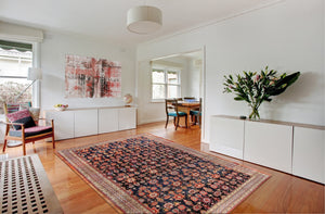 Pasargad Antique Melody Collection Navy Lamb's Wool Area Rug 010509-PASARGAD