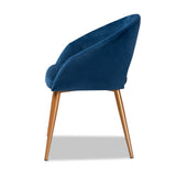 Baxton Studio Vianne Glam and Luxe Navy Blue Velvet Fabric Upholstered Gold Finished Metal Dining Chair