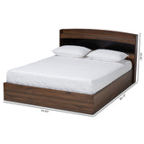 Baxton Studio Christopher Modern and Contemporary Rustic Walnut Brown Finished Wood Queen Size Platform Bed with Shelves