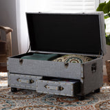 Baxton Studio Flynn Modern Transitional Grey Fabric Upholstered 2-Drawer Storage Trunk Ottoman