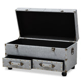 Baxton Studio Flynn Modern Transitional Grey Fabric Upholstered 2-Drawer Storage Trunk Ottoman