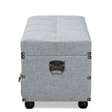 Baxton Studio Flynn Modern Transitional Grey Fabric Upholstered 2-Drawer Storage Trunk Ottoman