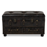 Baxton Studio Callum Modern Transitional Distressed Dark Brown Faux Leather Upholstered 2-Drawer Storage Trunk Ottoman