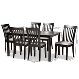 Baxton Studio Minette Modern and Contemporary Gray Fabric Upholstered and Espresso Brown Finished Wood 7-Piece Dining Set