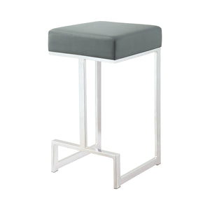 Contemporary Square Stool and Chrome