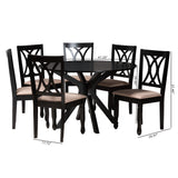 Baxton Studio Maya Modern Beige Fabric and Espresso Brown Finished Wood 7-Piece Dining Set