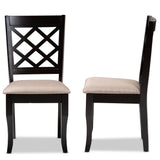 Baxton Studio Verner Modern and Contemporary Sand Fabric Upholstered Dark Brown Finished 2-Piece Wood Dining Chair Set