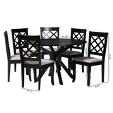 Baxton Studio Jana Modern Grey Fabric and Espresso Brown Finished Wood 7-Piece Dining Set