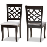 Mael Modern and Contemporary Grey Fabric Upholstered and Dark Brown Finished Wood Dining Chair Set