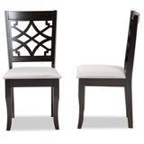 Mael Modern and Contemporary Grey Fabric Upholstered and Dark Brown Finished Wood 2-Piece Dining Chair Set
