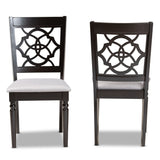 Renaud Modern and Contemporary Grey Fabric Upholstered and Dark Brown Finished Wood 2-Piece Dining Chair Set