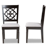 Renaud Modern and Contemporary Grey Fabric Upholstered and Dark Brown Finished Wood 2-Piece Dining Chair Set
