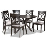 Jessie Modern and Contemporary Grey Fabric Upholstered and Brown Finished Wood 7-Piece Dining Set