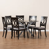 Baxton Studio Jessie Modern and Contemporary Grey Fabric Upholstered and Dark Brown Finished Wood 7-Piece Dining Set