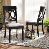 Baxton Studio Lucie Modern and Contemporary Grey Fabric Upholstered and Espresso Brown Finished Wood 2-Piece Dining Chair Set