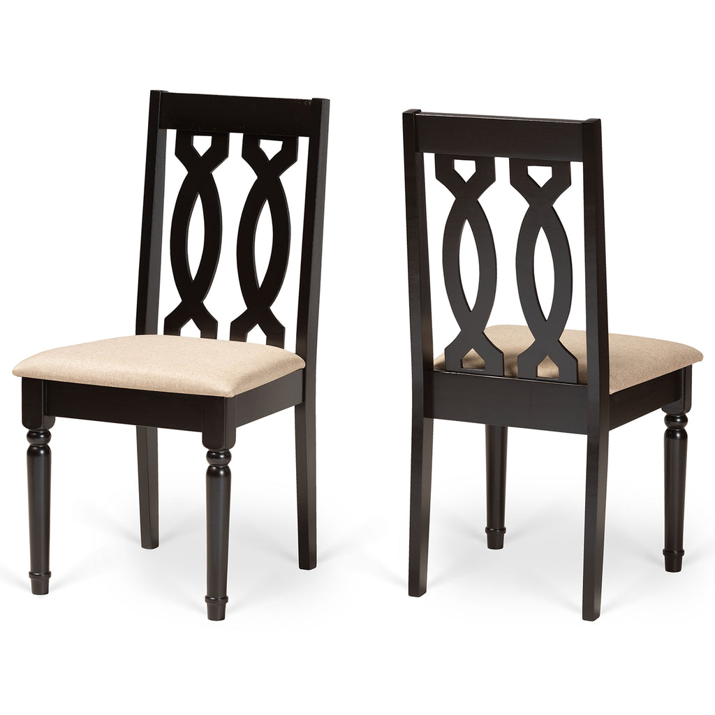 Black wood deals upholstered dining chairs