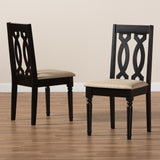 Cherese Modern and Contemporary Sand Fabric Upholstered and Dark Brown Finished Wood 2-Piece Dining Chair Set