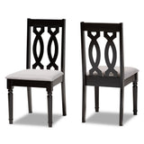 Cherese Modern and Contemporary Grey Fabric Upholstered and Dark Brown Finished Wood 2-Piece Dining Chair Set