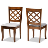 Verner Modern and Contemporary Grey Fabric Upholstered Walnut Finished Wood Dining Chair Set