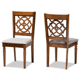 Renaud Modern and Contemporary Grey Fabric Upholstered and Walnut Brown Finished Wood 2-Piece Dining Chair Set