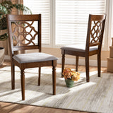 Baxton Studio Renaud Modern and Contemporary Grey Fabric Upholstered and Walnut Brown Finished Wood 2-Piece Dining Chair Set