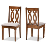 Cherese Modern and Contemporary Grey Fabric Upholstered and Walnut Brown Finished Wood 2-Piece Dining Chair Set