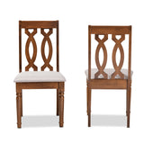 Cherese Modern and Contemporary Grey Fabric Upholstered and Walnut Brown Finished Wood 2-Piece Dining Chair Set