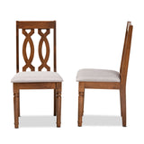 Cherese Modern and Contemporary Grey Fabric Upholstered and Walnut Brown Finished Wood 2-Piece Dining Chair Set