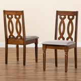 Cherese Modern and Contemporary Grey Fabric Upholstered and Walnut Brown Finished Wood 2-Piece Dining Chair Set