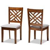 Caron Modern and Contemporary Grey Fabric Upholstered and Walnut Brown Finished Wood 2-Piece Dining Chair Set