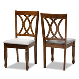 Augustine Modern and Contemporary Grey Fabric Upholstered and Walnut Brown Finished Wood 2-Piece Dining Chair Set Set