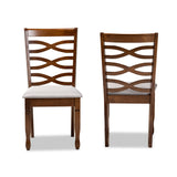 Lanier Modern and Contemporary Grey Fabric Upholstered and Walnut Brown Finished Wood 2-Piece Dining Chair Set