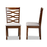 Lanier Modern and Contemporary Grey Fabric Upholstered and Walnut Brown Finished Wood 2-Piece Dining Chair Set