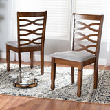 Lanier Modern and Contemporary Grey Fabric Upholstered and Walnut Brown Finished Wood 2-Piece Dining Chair Set