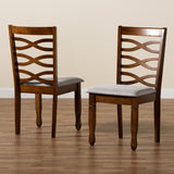 Lanier Modern and Contemporary Grey Fabric Upholstered and Walnut Brown Finished Wood 2-Piece Dining Chair Set