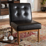 Baxton Studio Arvid Mid-Century Modern Dark Brown Faux Leather Upholstered Wood Dining Chair