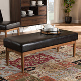 Baxton Studio Arvid Mid-Century Modern Dark Brown Faux Leather Upholstered Wood Dining Bench