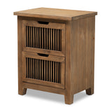 Clement Rustic Transitional Medium Oak Finished 2-Drawer Wood Spindle Nightstand