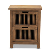 Baxton Studio Clement Rustic Transitional Medium Oak Finished 2-Drawer Wood Spindle Nightstand